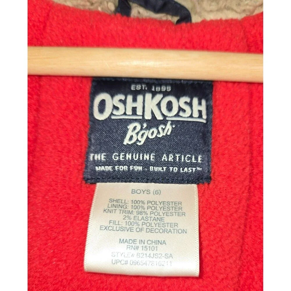 Vintage-Inspired OshKosh B'gosh Boys Winter Coat Navy Blue Fleece Lined - 6